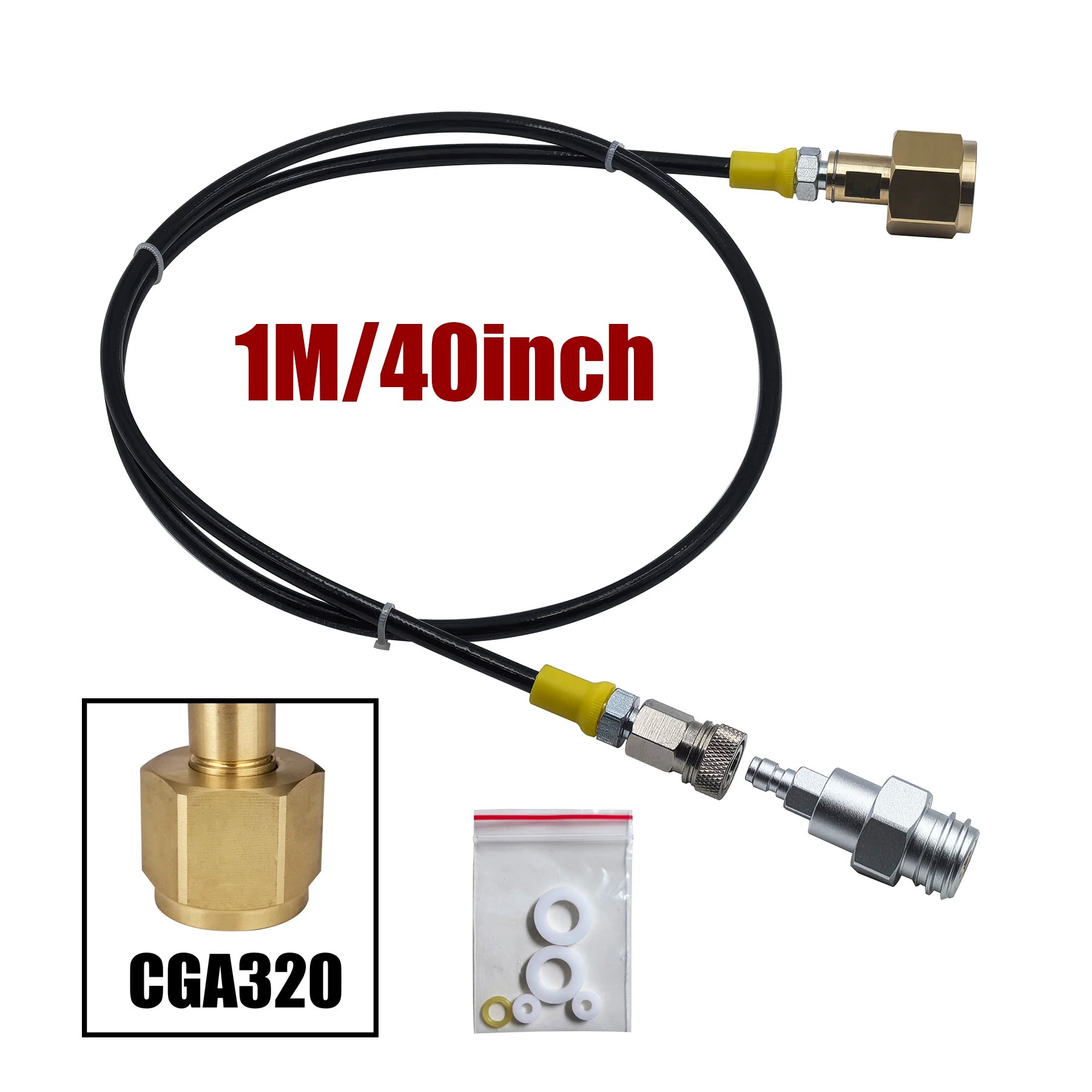 Soda Maker CO2 Tank Adapter Kit &ndash; Quick Disconnect CGA320  1M