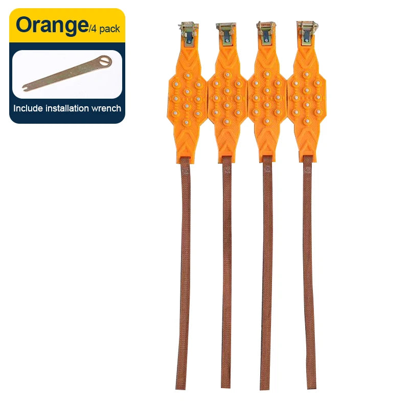 SEAMETAL Anti-Skid Car Snow Chains - Universal Fit Pro Orange 4pcs