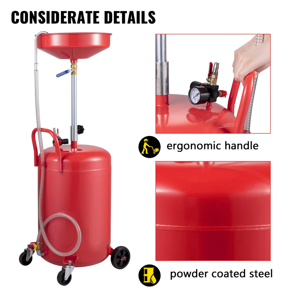 20 galonový odpadní olejový drenážní tank s pneumatickým ovládáním