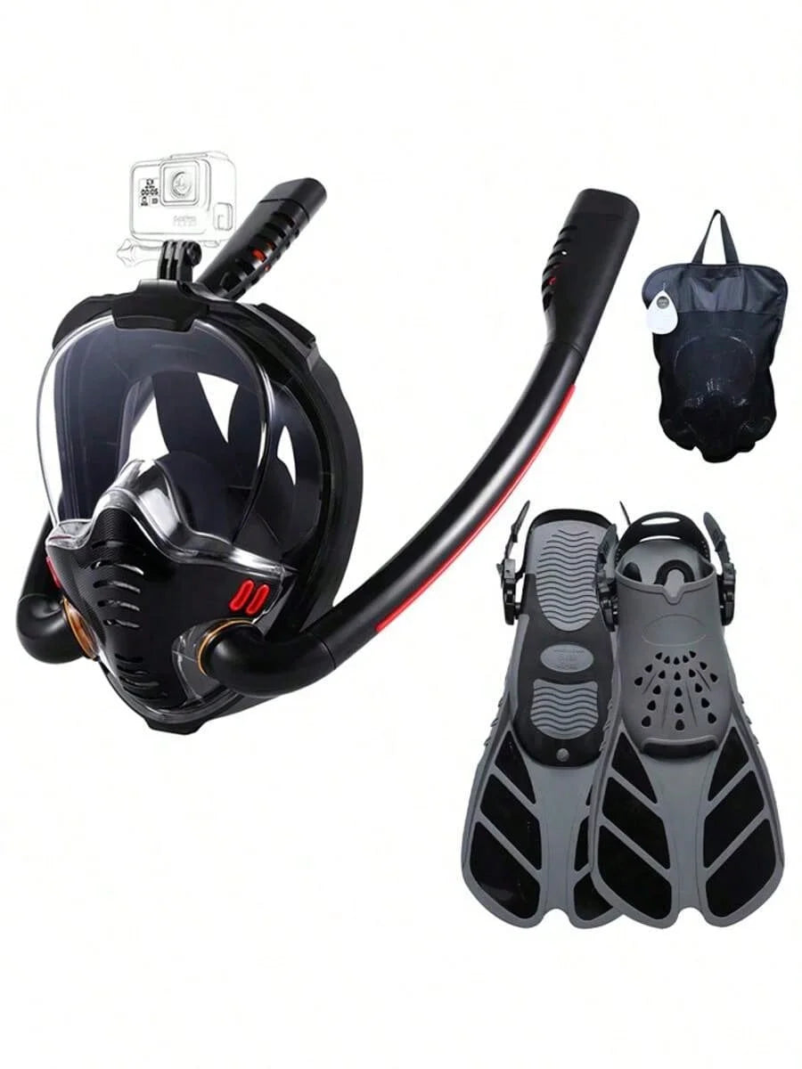 Professional Double Tube Snorkeling Mask - 180&deg; Panoramic View, Anti-Fog, Dry Top