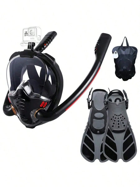 Professional Double Tube Snorkeling Mask - 180&deg; Panoramic View, Anti-Fog, Dry Top