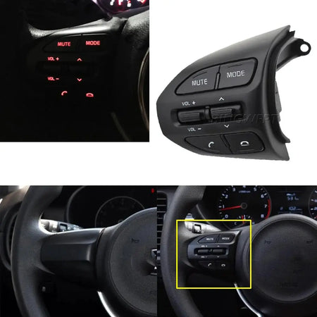 For KIA K2 RIO 2017 2018 2019 2020 2021 Car Multi Function Steering Wheel Audio Volume Music Buttons by InterCyprus Trading Ltd