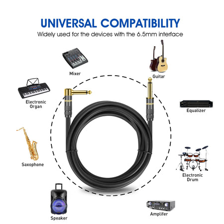 Instrument Guitar Cable 6.35mm TS Mono Jack &ndash; Right Angle