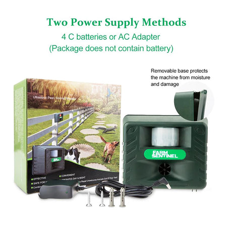 Solar Outdoor Pest Repeller &ndash; Ultrasonic Pest Deterrent EU Adapter