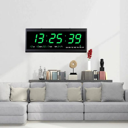 Aluminum Alloy Glass Wall Clock &ndash; Multi-Function LED Display