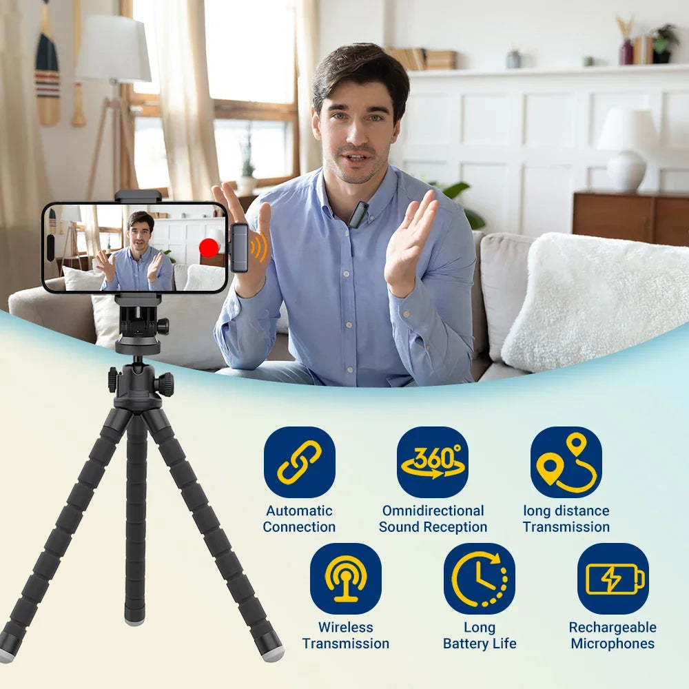 Basix Wireless Lavalier Microphone with Charging Case for Outdoor Interviews