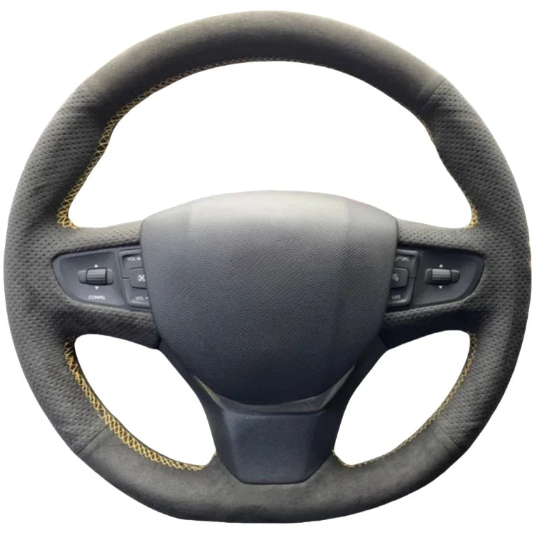 Met de hand gestikte suède leren stuurhoes voor Peugeot 408