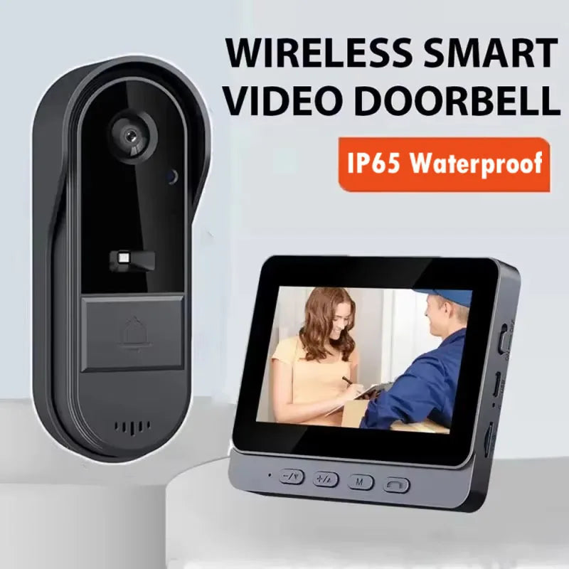 Wireless Intercom Doorbell - HD Night Vision, Waterproof 4.3&quot; IPS Screen, Smart Home Security
