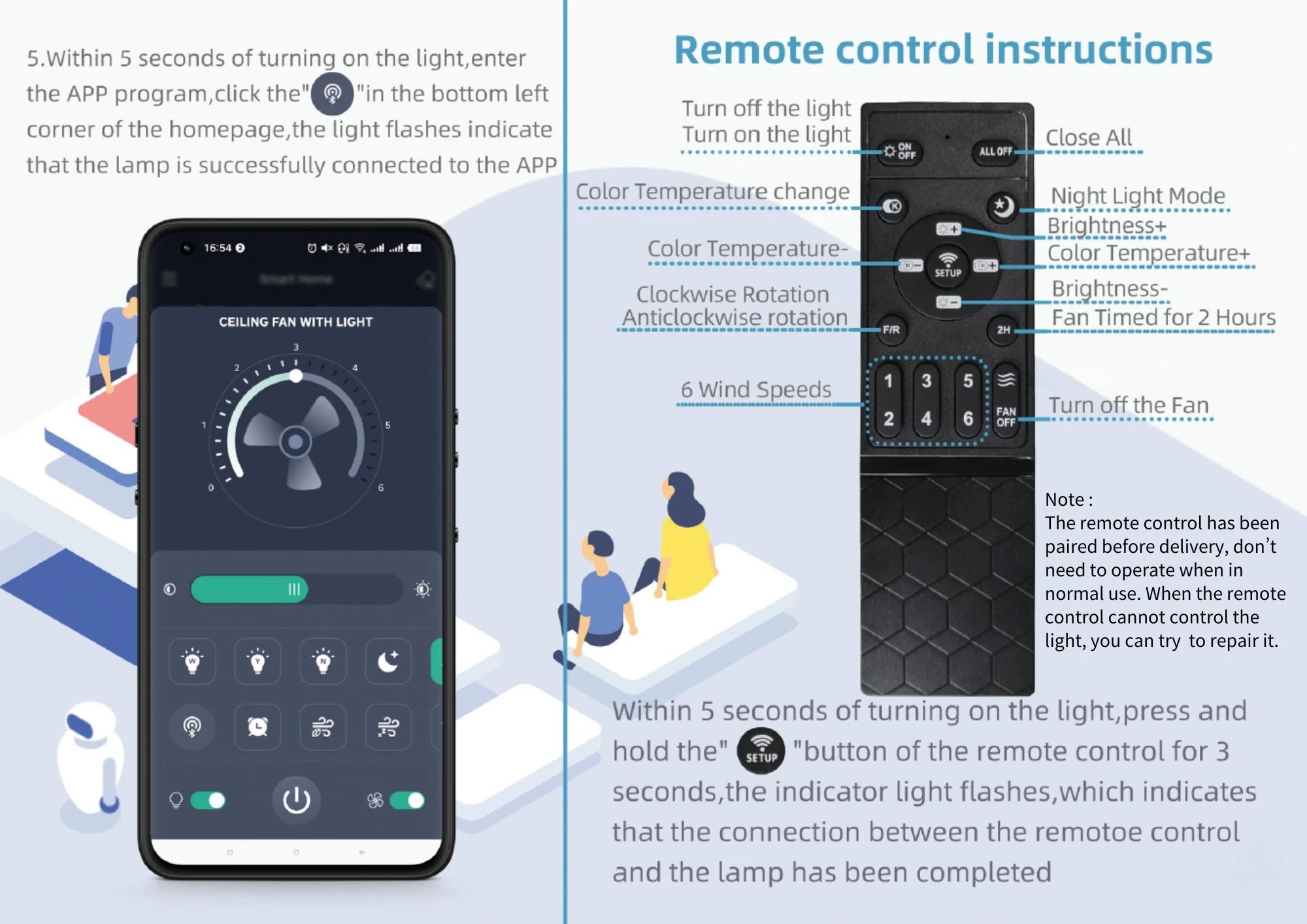 55W Ceiling Fan With Light And Remote &ndash; Dimmable LED Light