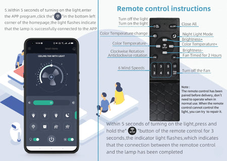 55W Ceiling Fan With Light And Remote &ndash; Dimmable LED Light