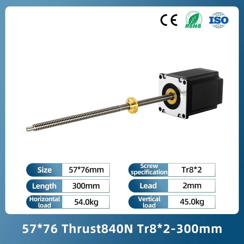 UMOT High Precision 0.03mm Linear Stepper Motor NEMA 23 &ndash; Exceptional Accuracy and Performance CHINA / Provide 3D drawings / 57X76 840N Tr8X2-300