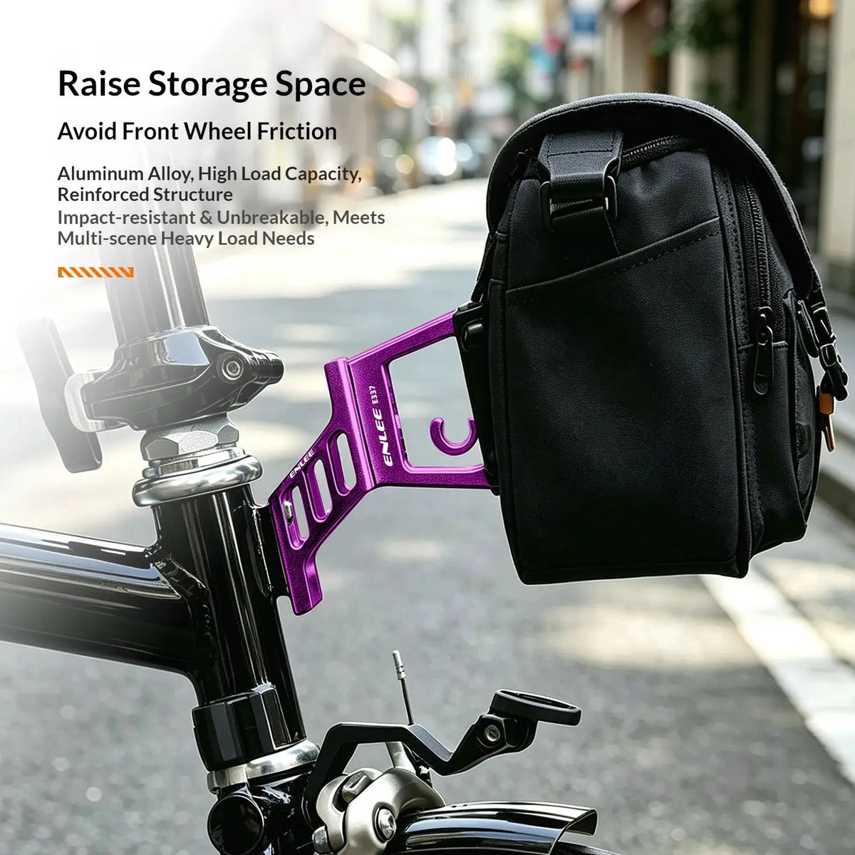 ENLEE Folding Bicycle Front Bag Raised Base Aluminum Alloy Front Carrier Mount Adapter Raiser For Dahon Brompton Winter Cycling by InterCyprus Trading Ltd