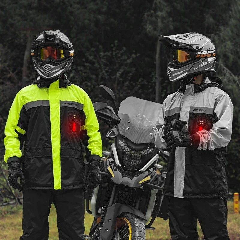 KEMITOUR Summer Motorcycle Raincoat &ndash; LED Alert Rain Gear