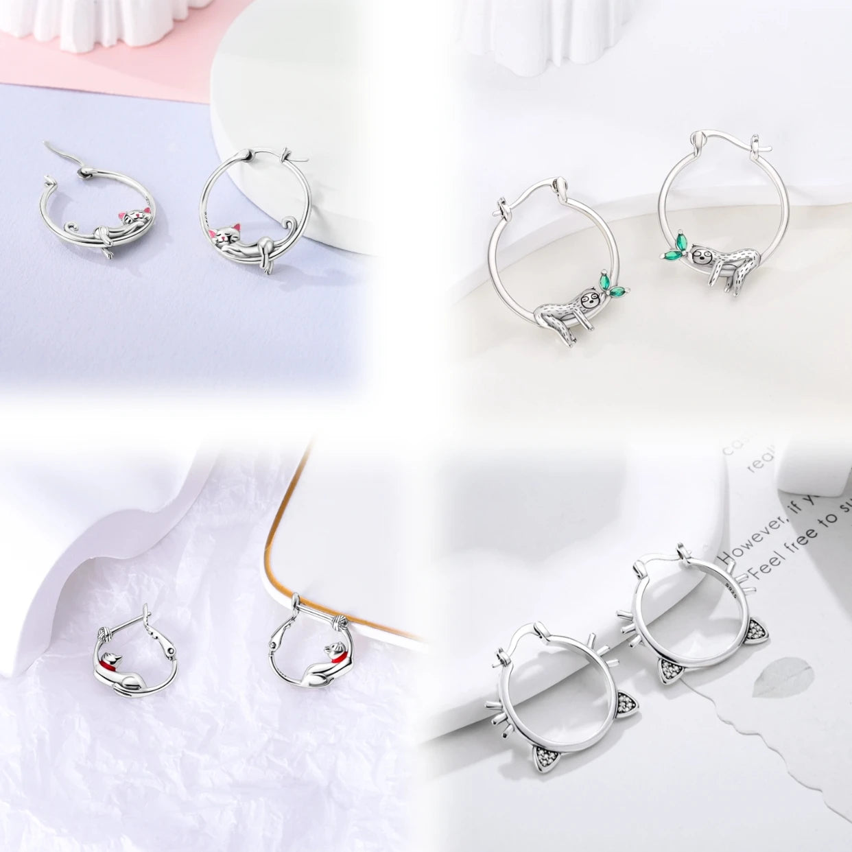 Elegant 925 Sterling Silver Dog Earrings with Zircon and Animal Designs for Women