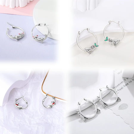 Elegant 925 Sterling Silver Dog Earrings with Zircon and Animal Designs for Women