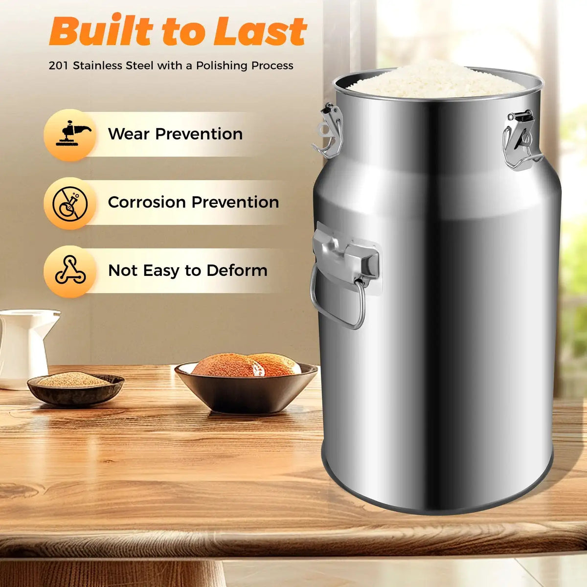 18L Stainless Steel Milk Can &ndash; Leakproof Lid With Clamps GERMANY