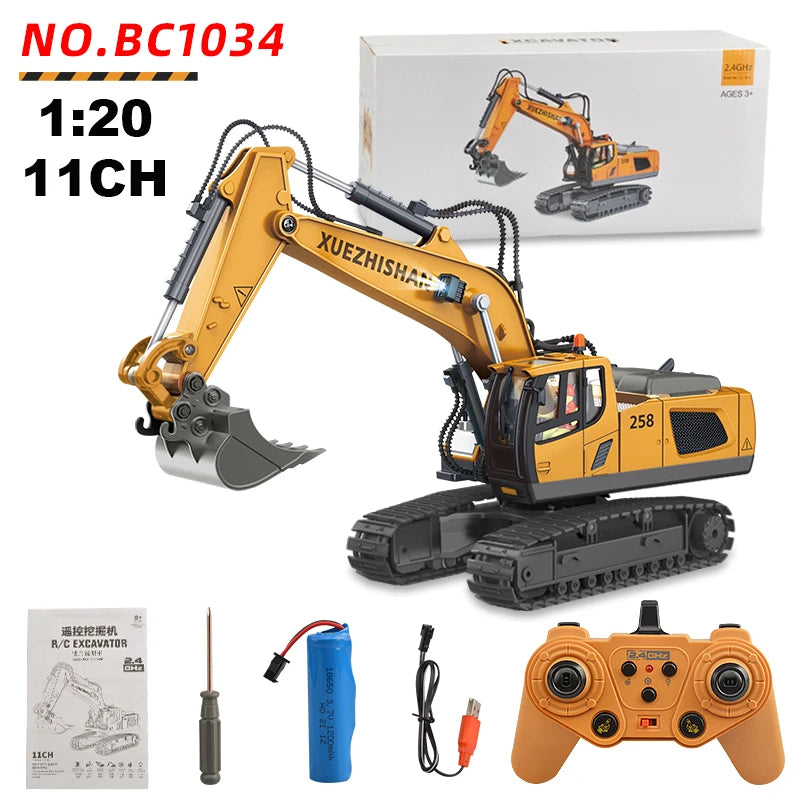 BigShu 1:24 9CH Remote Control Bulldozer Truck with Shovel and Excavator Features BC1034