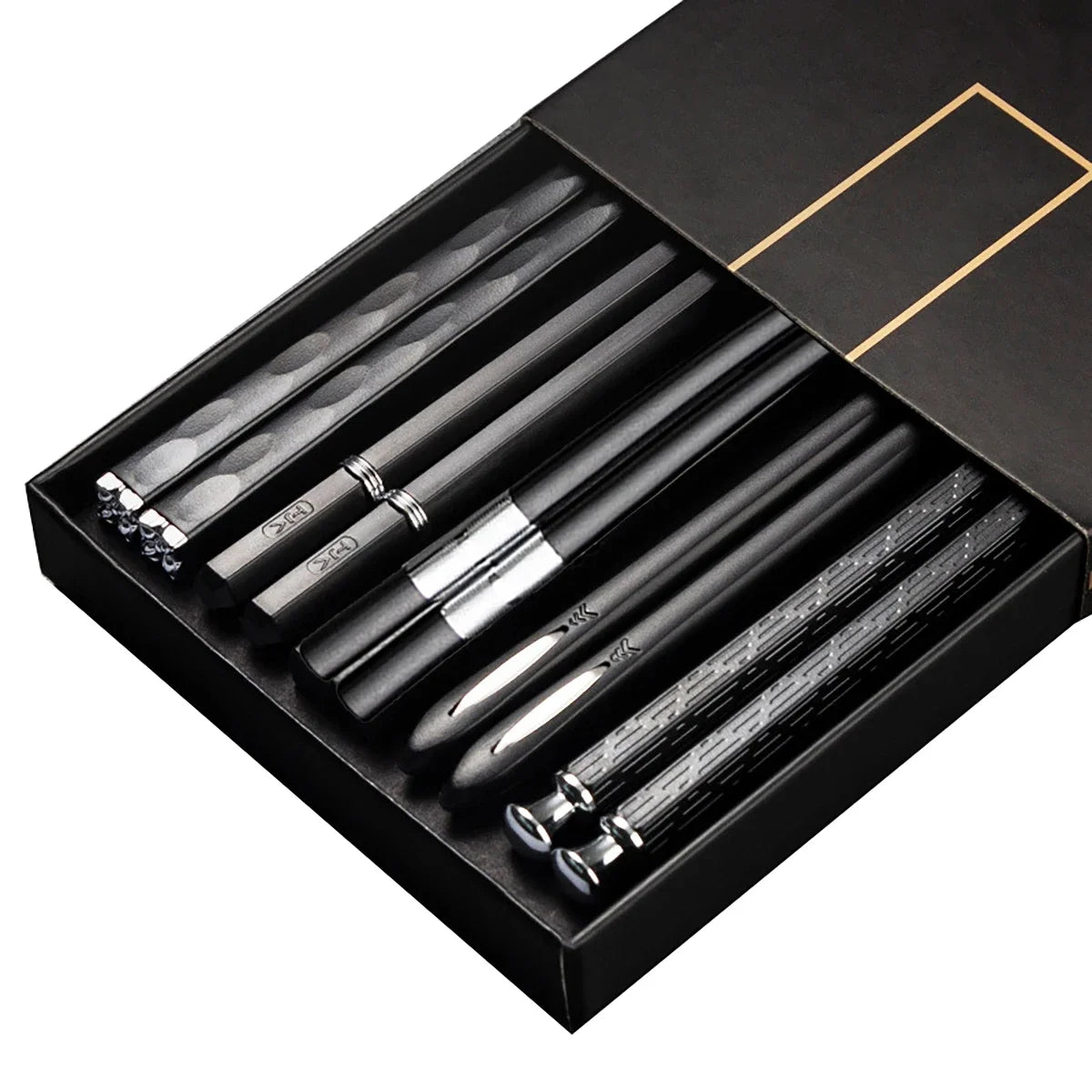 JANKNG Non-Slip Chopsticks &ndash; Elegant Dining Experience 5 Pairs BlackS Mix