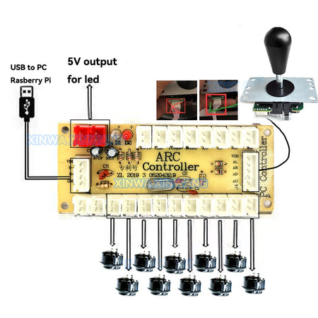 Arcade Joystick DIY Kit for PC and Raspberry Pi