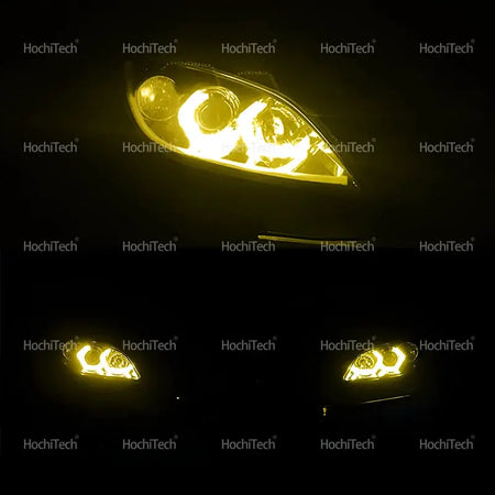 For Mazda 3 Mazda3 Axela BK Sedan 2003-2008Retrofit DTM M4 Style Lemon Yellow White Headlamp CSL Style Day Light Angel Eyes Kit by InterCyprus Trading Ltd