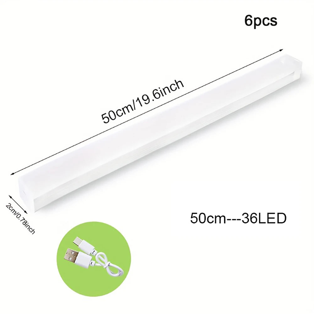 Motion Sensor Night Light 6 Pack - Type C Rechargeable Warm Light / 50cm