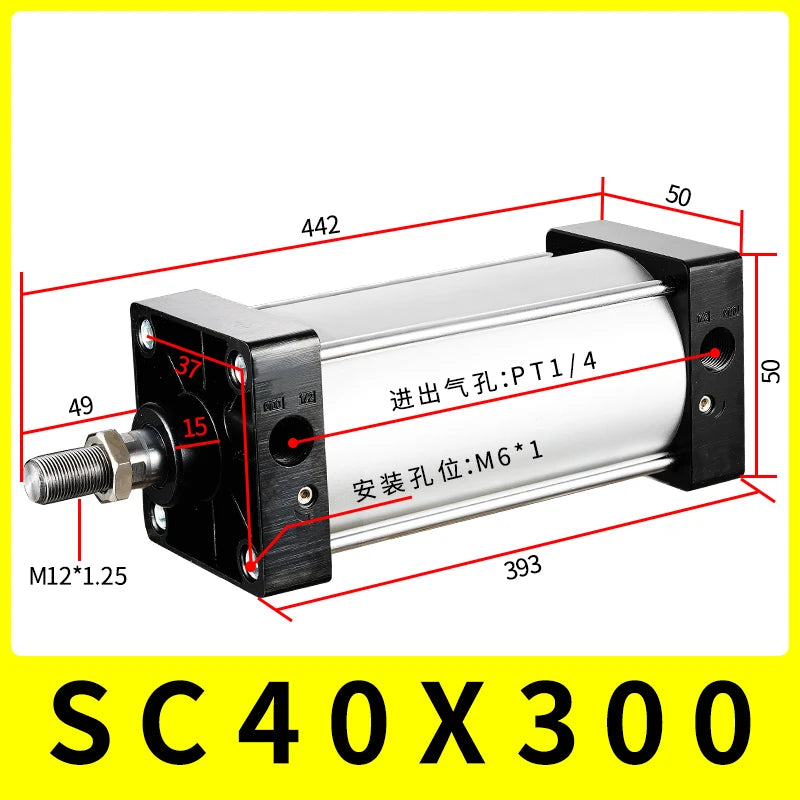 SC40 Series Bore 40mm Air Cylinder &ndash; High Thrust Up To 60 Kg SC40-300 Stroke