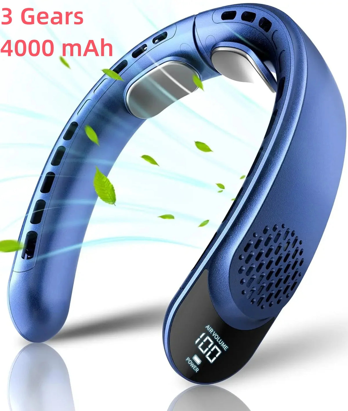 New Quad-Core USB Neck Fan &ndash; Vaneless Turbine Design Upgrade Blue