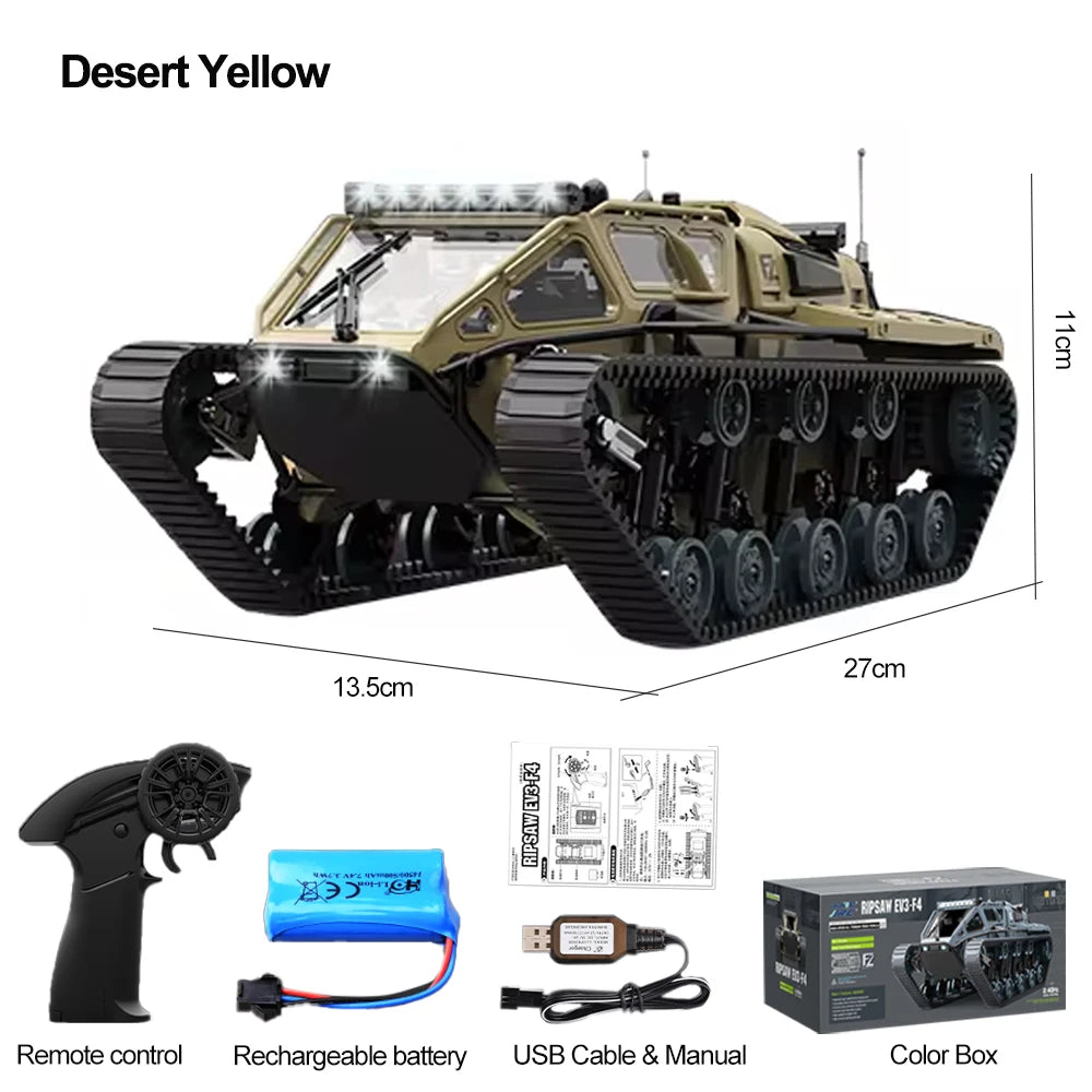C8812 RC Tank Full Scale Tracked Vehicle - Led Light Ready Yellow