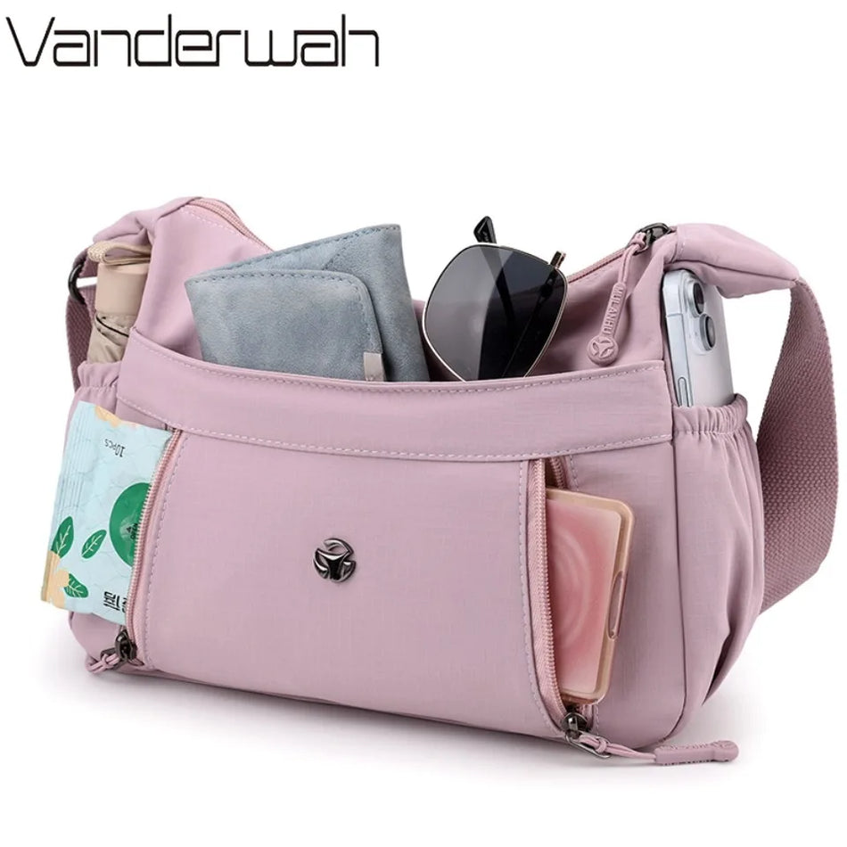 Geantă crossbody impermeabilă din nailon pentru femei cu buzunare, genți de lux de designer și confort zilnic