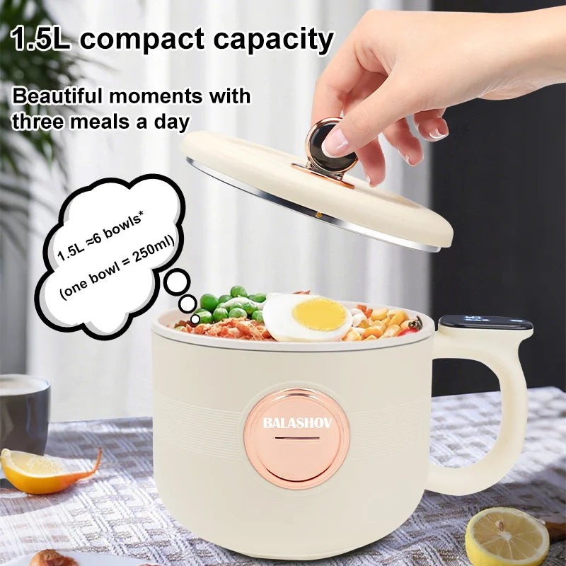 Olla eléctrica de 1.5L 220V antiadherente para ramen y dumplings