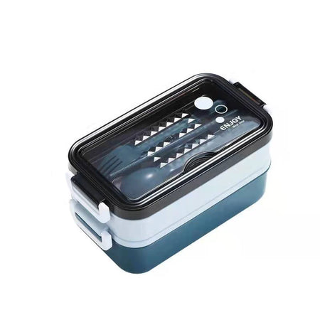 1Pc 1400ml Double Layer Lunch Box &ndash; Microwave Safe Design Blue / 3 / 2|1400ml