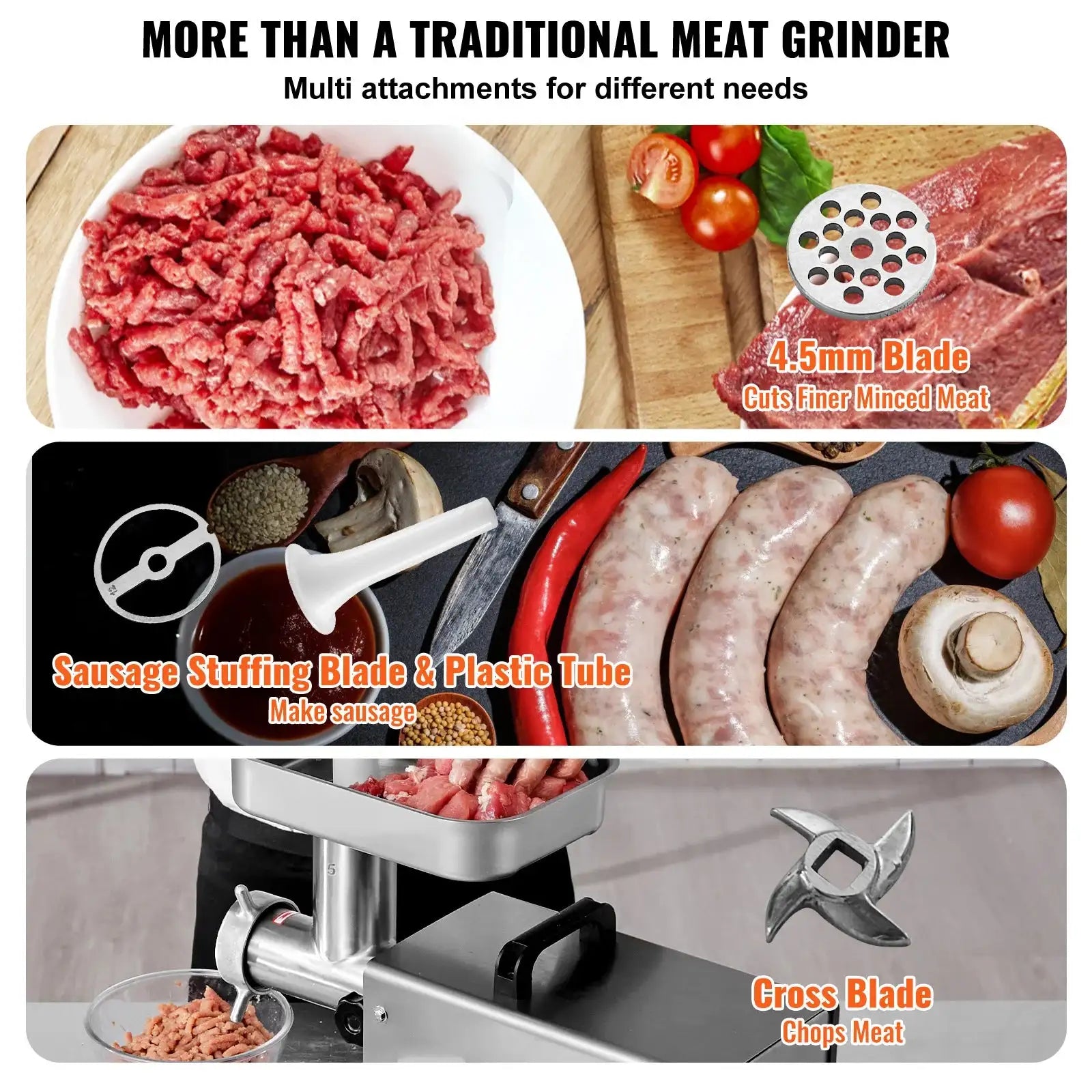 Electric Meat Grinder 1000W Sausage Maker Tubes