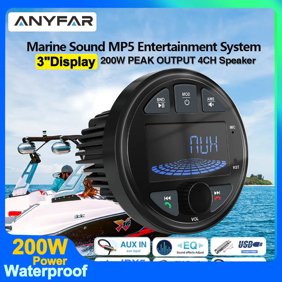 Maritieme Boot Radio Stereo Met Bluetooth, IP6X Waterdicht AM FM RDS