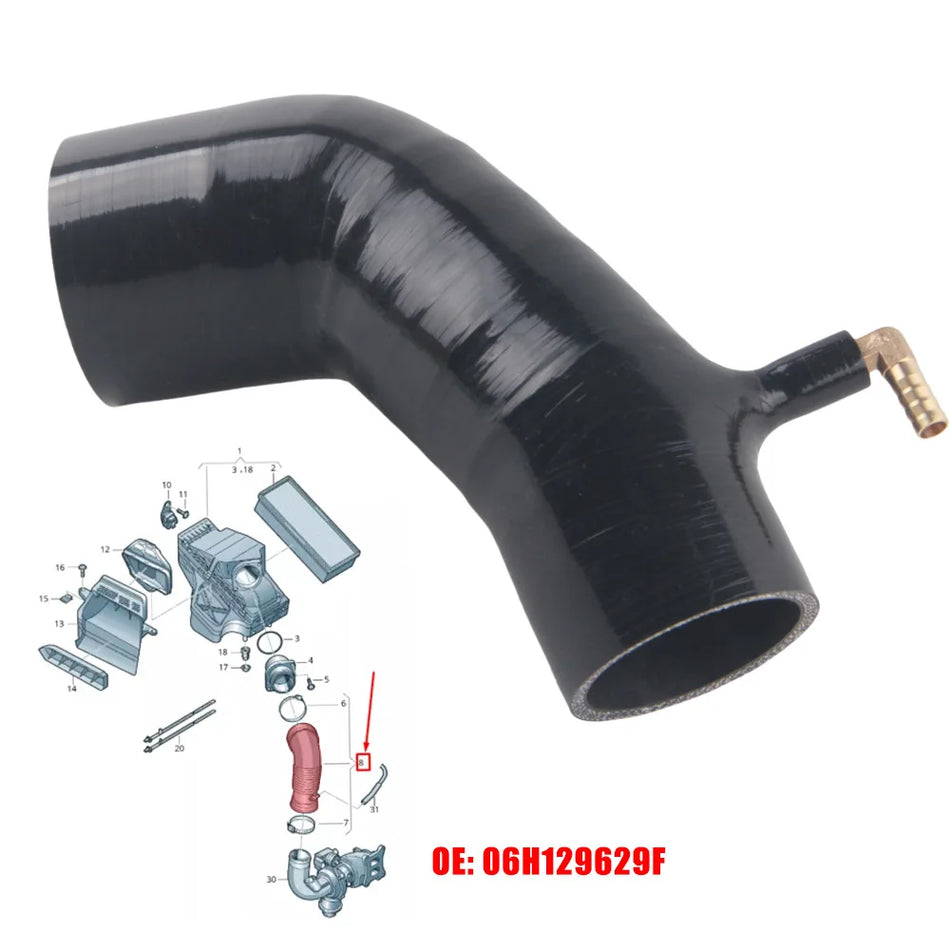 Tubo de entrada de aire de silicona para Audi A5 8T A4 B8 1.8 2.0 TFS 06H129629F