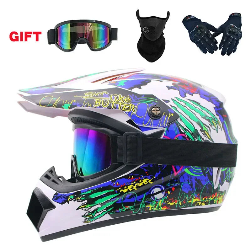 Premium Full Face Off-Road Motorcycle Helmet with 3 Free Gifts BAIZHUA / L