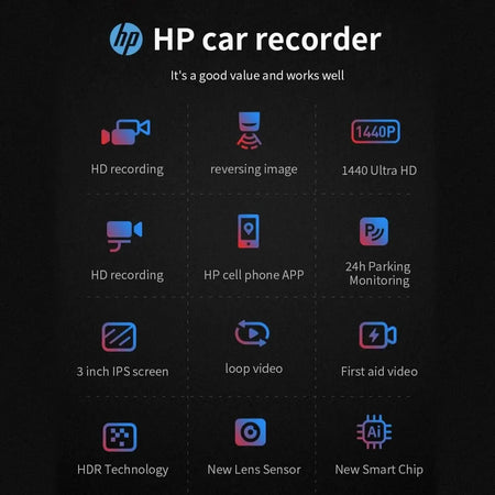 HP 2K Dash Cam with Night Vision