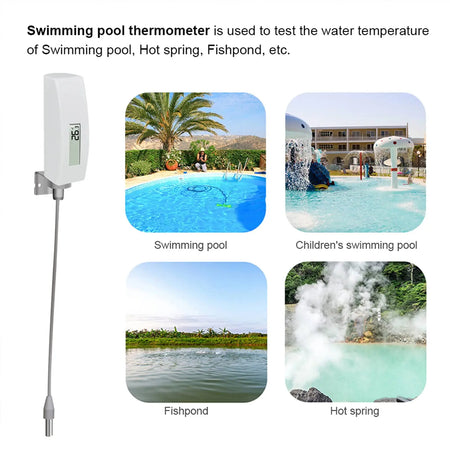 Ecowitt WN34L Waterproof Digital Pool Thermometer with LCD Display and 10ft Cable