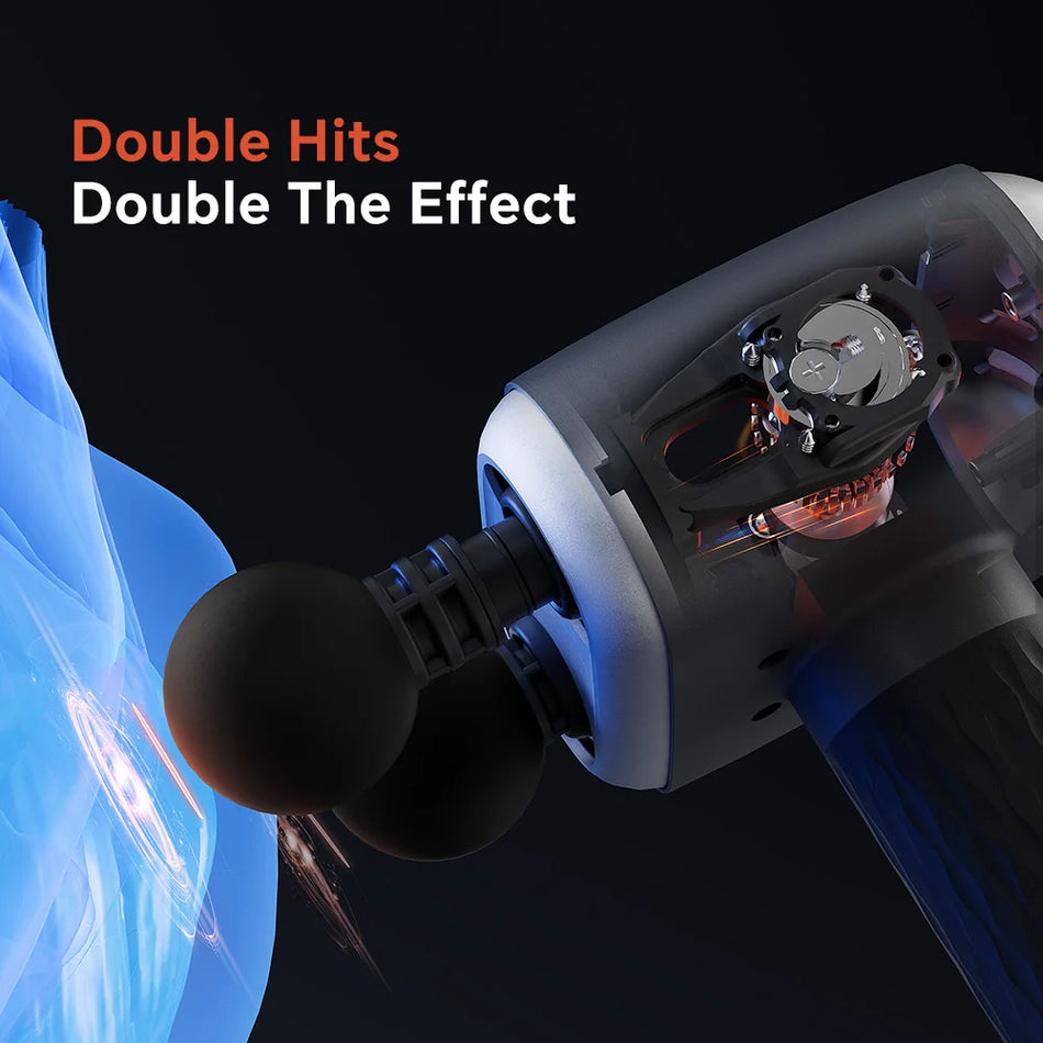 🟠 Booster Electric Dual Heads Massage Gun με καυτή συμπιεστική φορητή 4 γρανάζια για χαλάρωση μυών και ώμων και ανακούφιση από τον πόνο