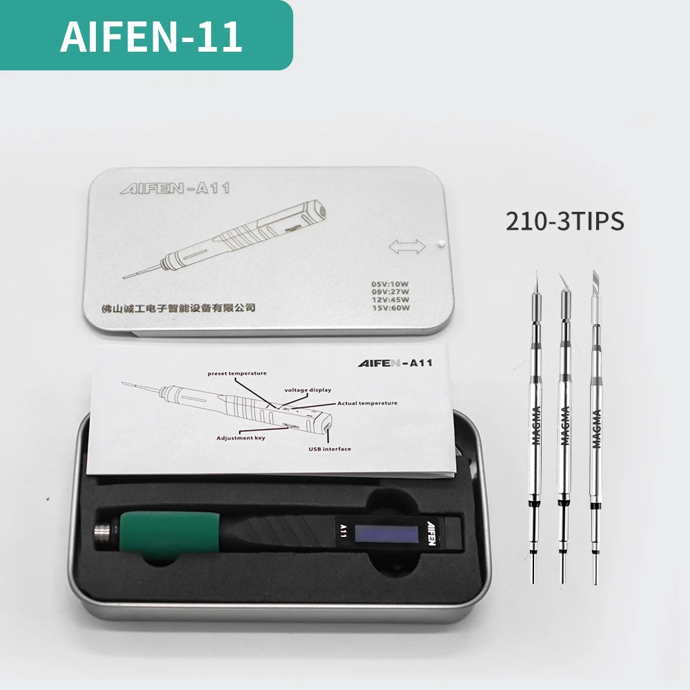 AIFEN A11 USB Soldering Station &ndash; Portable Cell Repair Tool A11Handle-210-3Tips / 220V