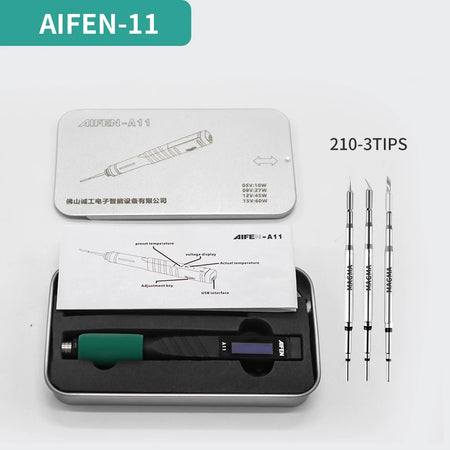 AIFEN A11 USB Soldering Station &ndash; Portable Cell Repair Tool A11Handle-210-3Tips / 220V