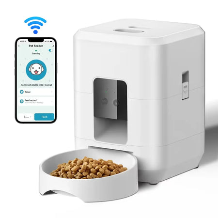 Smart Pet Feeder Automatic Dispenser for Cats and Dogs with Timed Feeding White WIFI Feeder