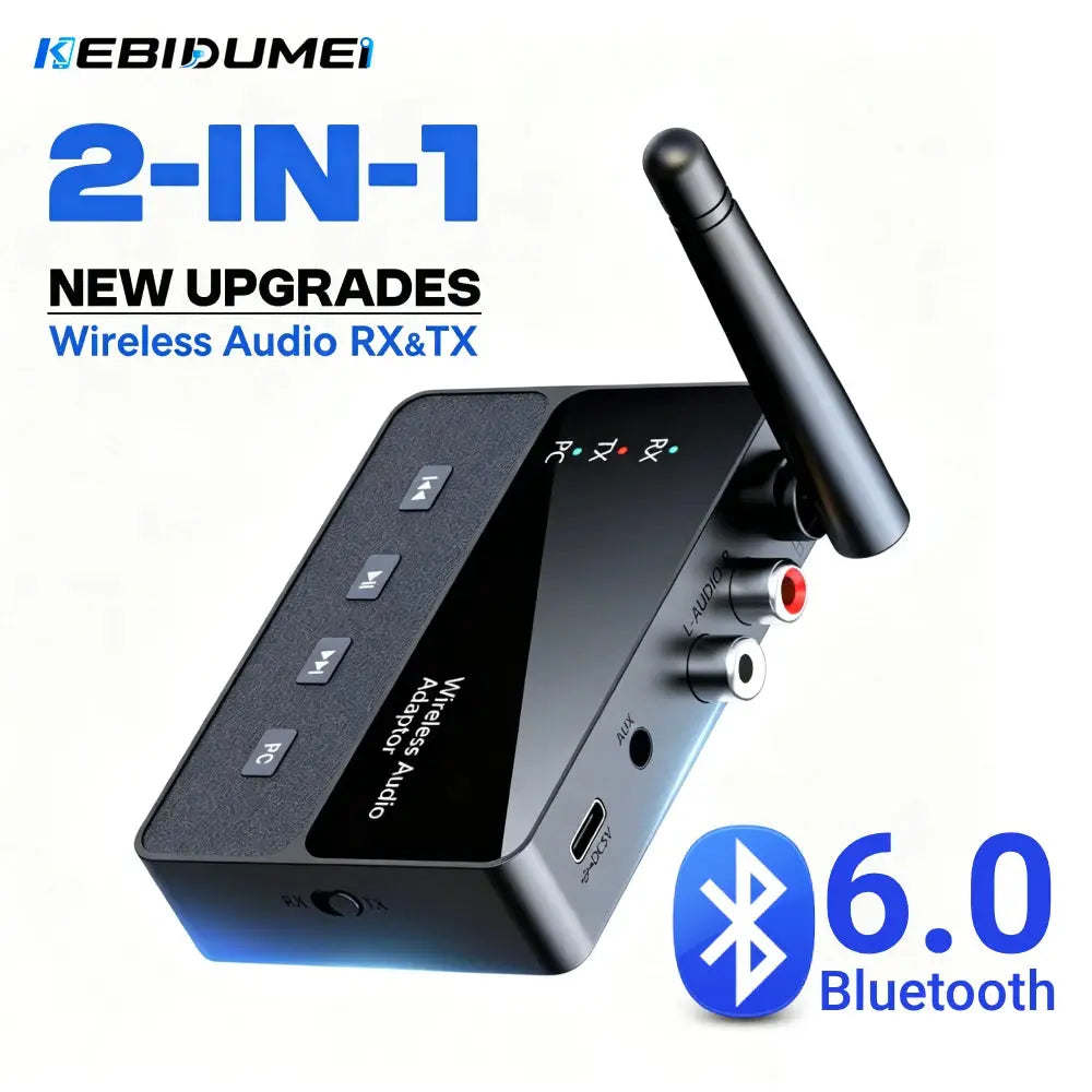 KEBIDUMEI 2 in 1 Bluetooth 6.0 Receiver Transmitter 3.5MM Jack RCA Hi-Fi Stereo Wireless Audio Adapter For Car Speaker PC by InterCyprus Trading Ltd