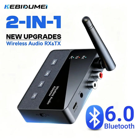 KEBIDUMEI 2 in 1 Bluetooth 6.0 Receiver Transmitter 3.5MM Jack RCA Hi-Fi Stereo Wireless Audio Adapter For Car Speaker PC by InterCyprus Trading Ltd