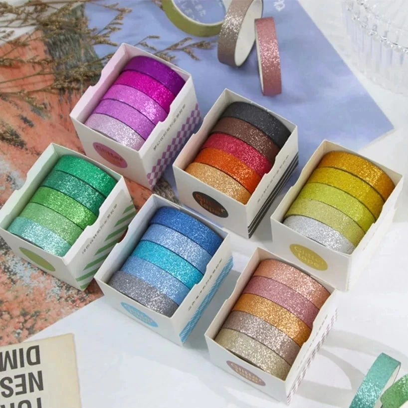 5Rolls Glitter Washi Tape Set &ndash; Great for Scrapbooking