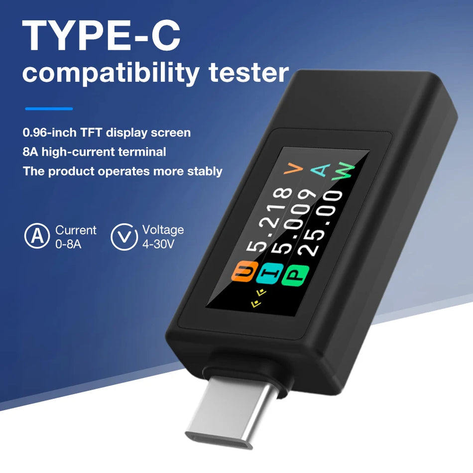 0-12A 4-30V Type-c Voltage Tester &ndash; HD IPS Display