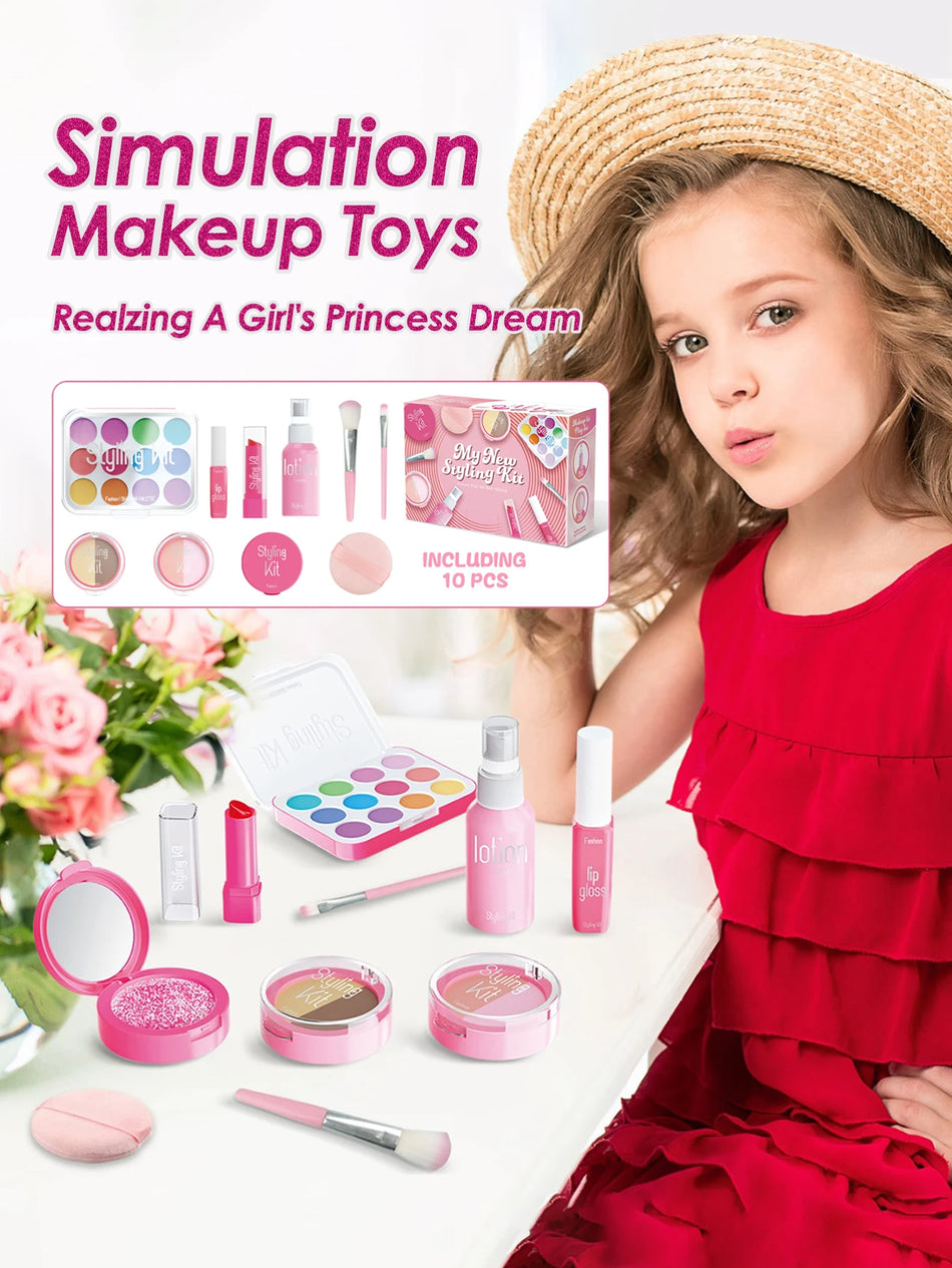 Kids Princess Cosmetic Play Set Lipstick Eyeshadow Jewelry