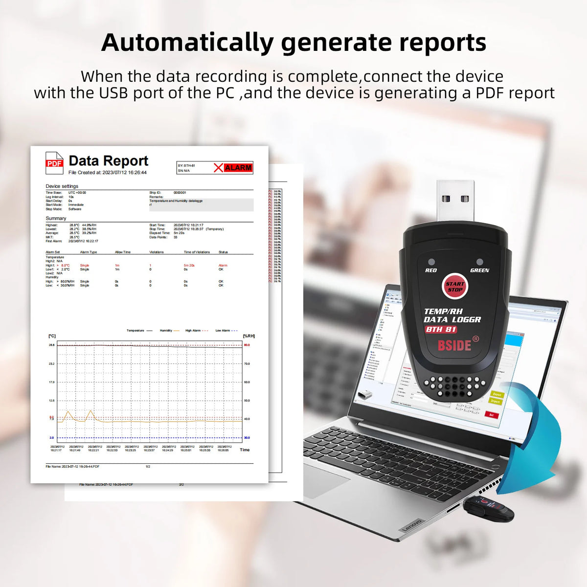 BSIDE BTH81 Humidity Temperature Recorder &ndash; USB Data Logging