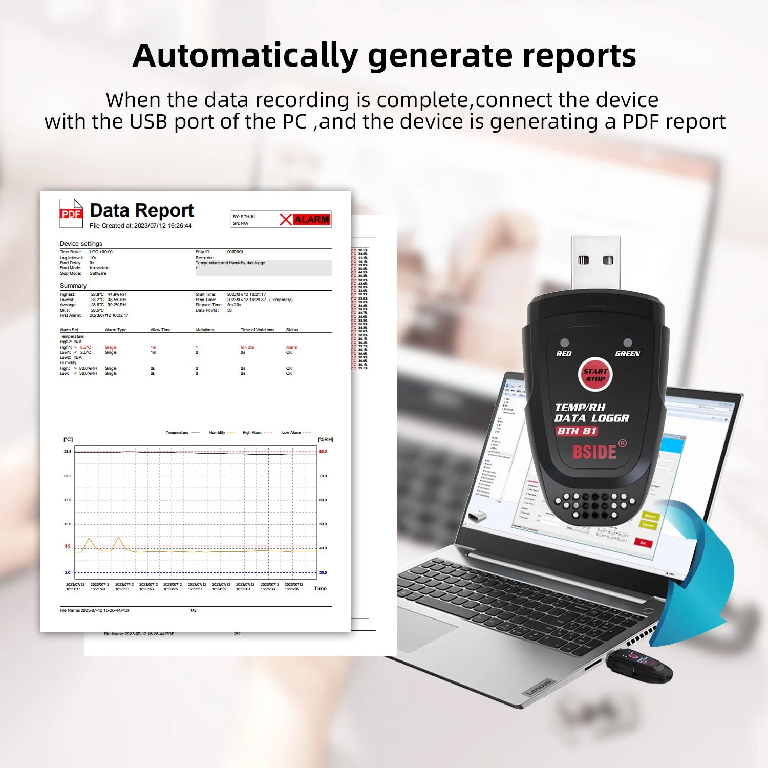 BSIDE BTH81 Humidity Temperature Recorder &ndash; USB Data Logging