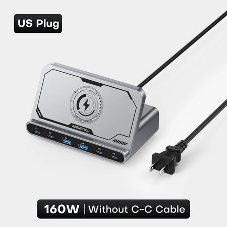 ASOMETECH 160W 7in1 USB C Fast Charging Station &ndash; Ultra-Fast Wireless Charging for Multiple Devices US Plug