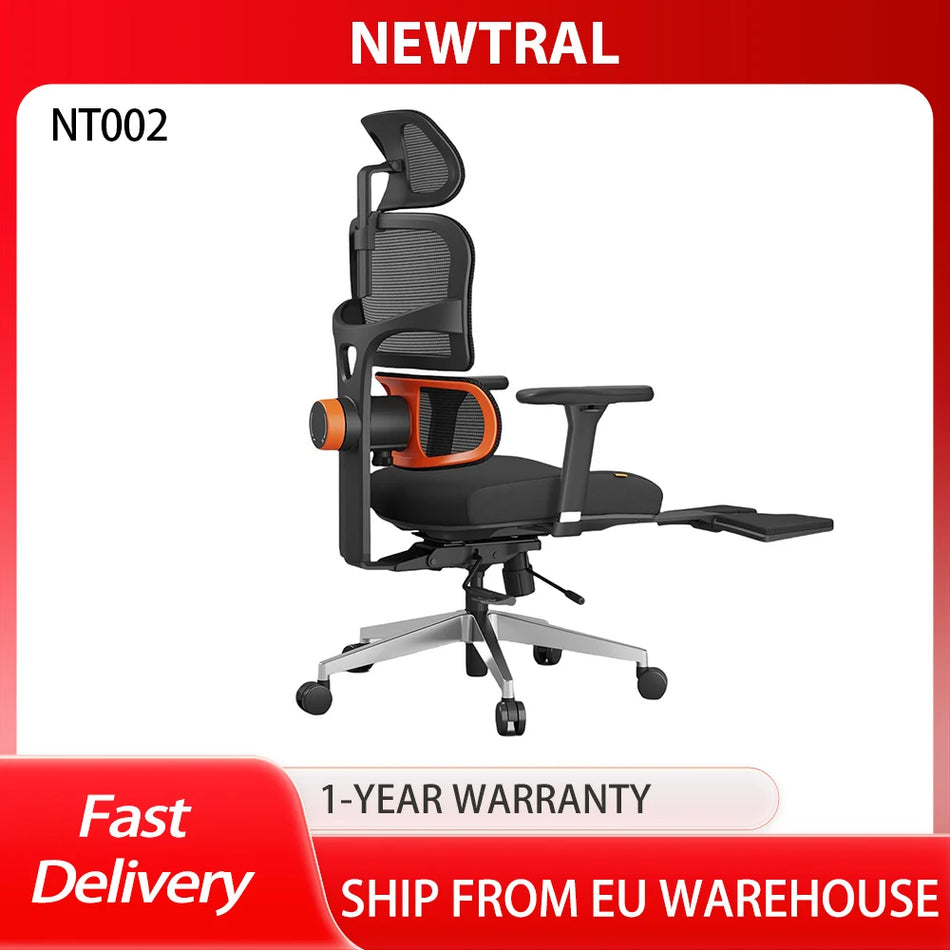 Ergonomic Office Chair with Footrest and Auto-Follow Headrest, 13cm Adjustable Backrest, Korean Filo Mesh